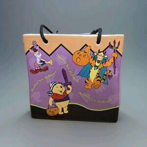 Disney Winnie the Pooh Hundred Acre Halloween Porcelain Candy Bag Vase FTD 2000